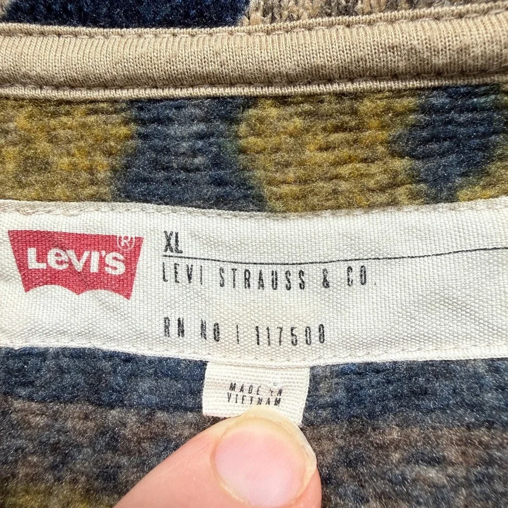 Levis Sweater Mens XL Blue Aztec Shawl Collar Cardigan Fleece‎ Western Chore